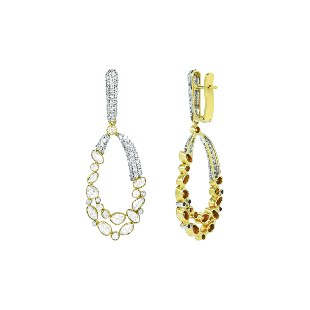 Hallowed Teardrop Polki Earrings with Full-Cut Diamonds